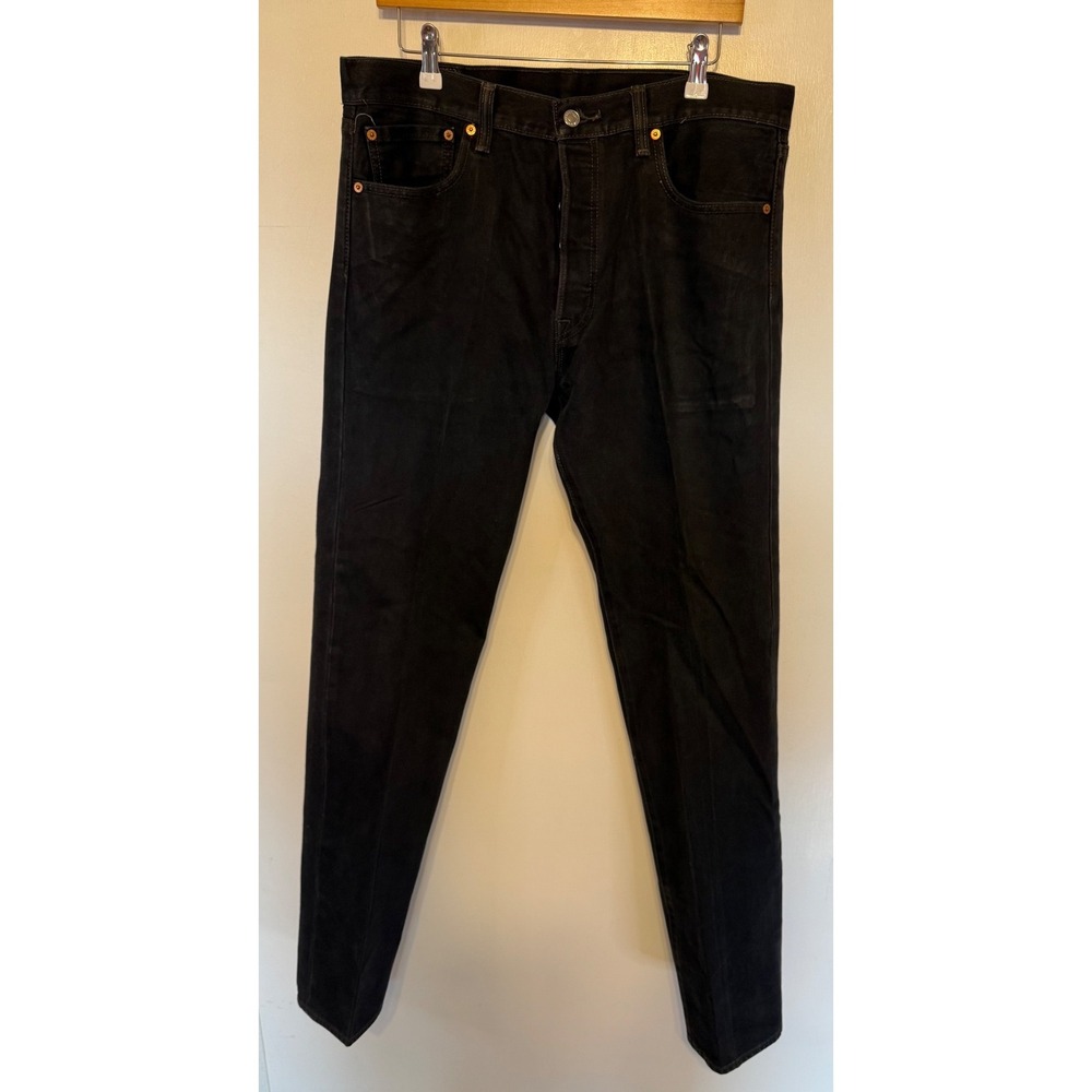Levis 501 Original Fit Jeans Mens 35x34 Black Straight Leg Button Fly Denim